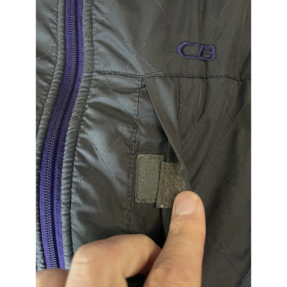 CB Sports Jacket Womens Large Purple Gray Fleece Quilted Full Zip Outdoor
